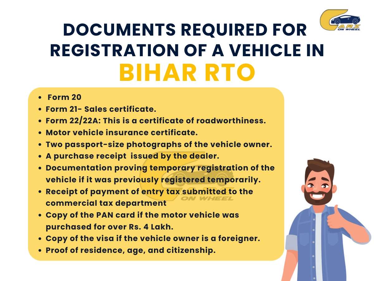 Registration of vehicle, documents in BIHAR RTO